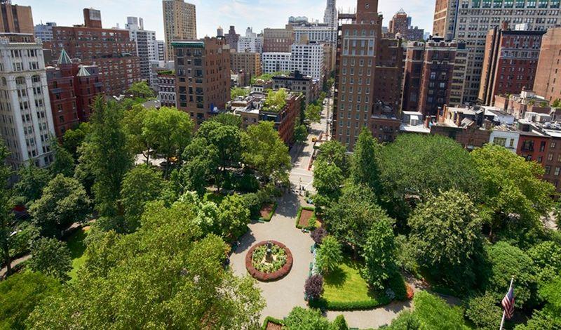 View of Gramercy Park from the top of Gramercy Hotel, NYC